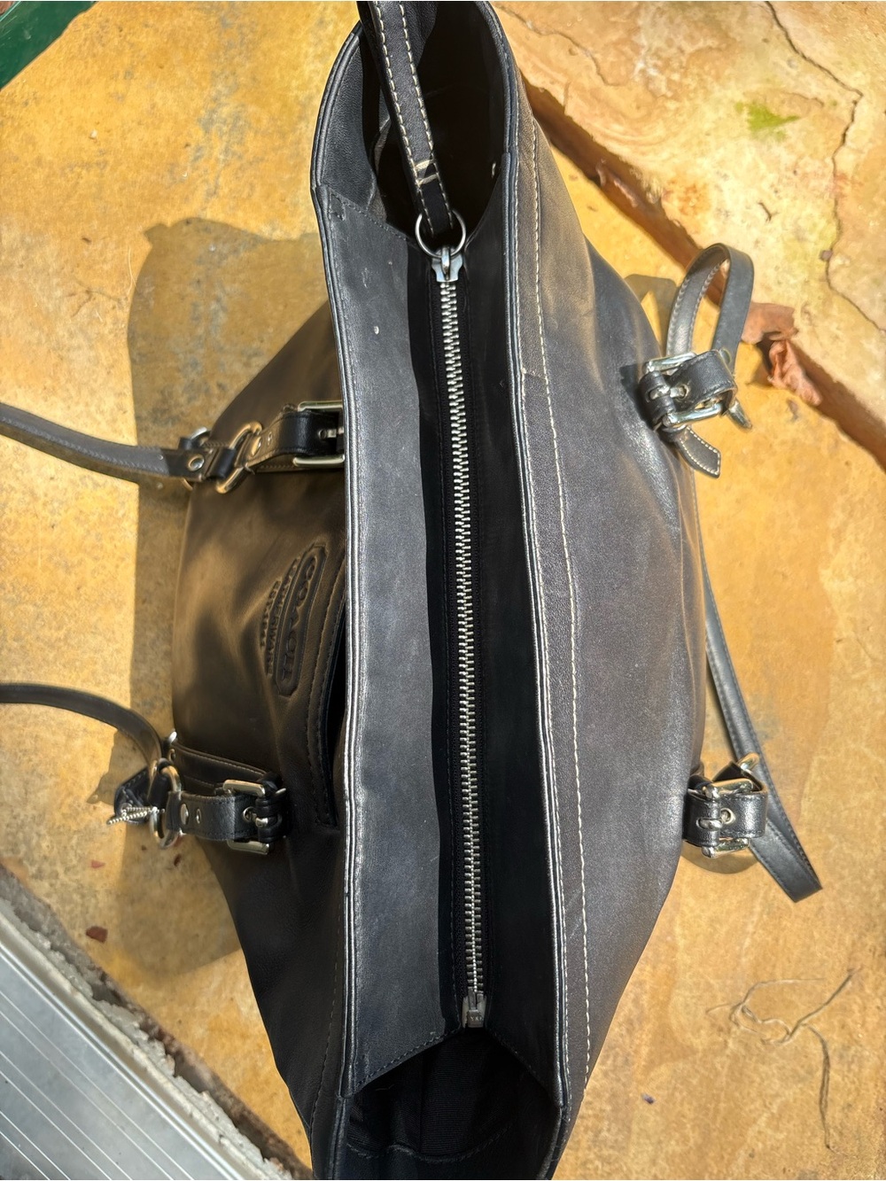 Coach Y2K Black Leather Tote Shoulder Bag - Picture 8 of 9